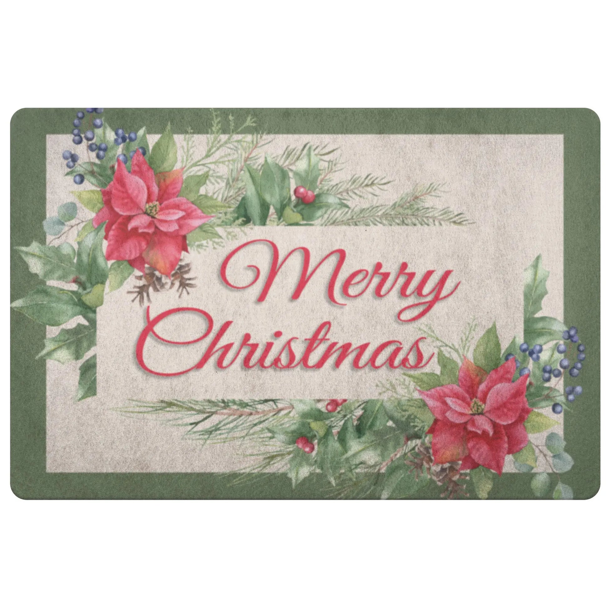 Merry Christmas Floral Door Mat - Amazing Faith Designs