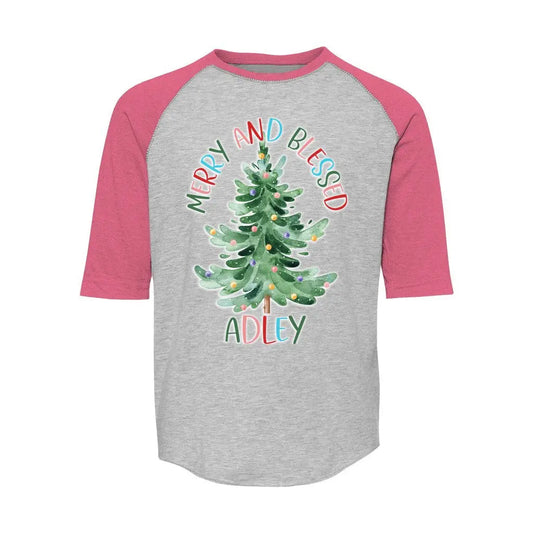 Merry and Bright Personalized Christmas Youth Shirt Awkward Styles