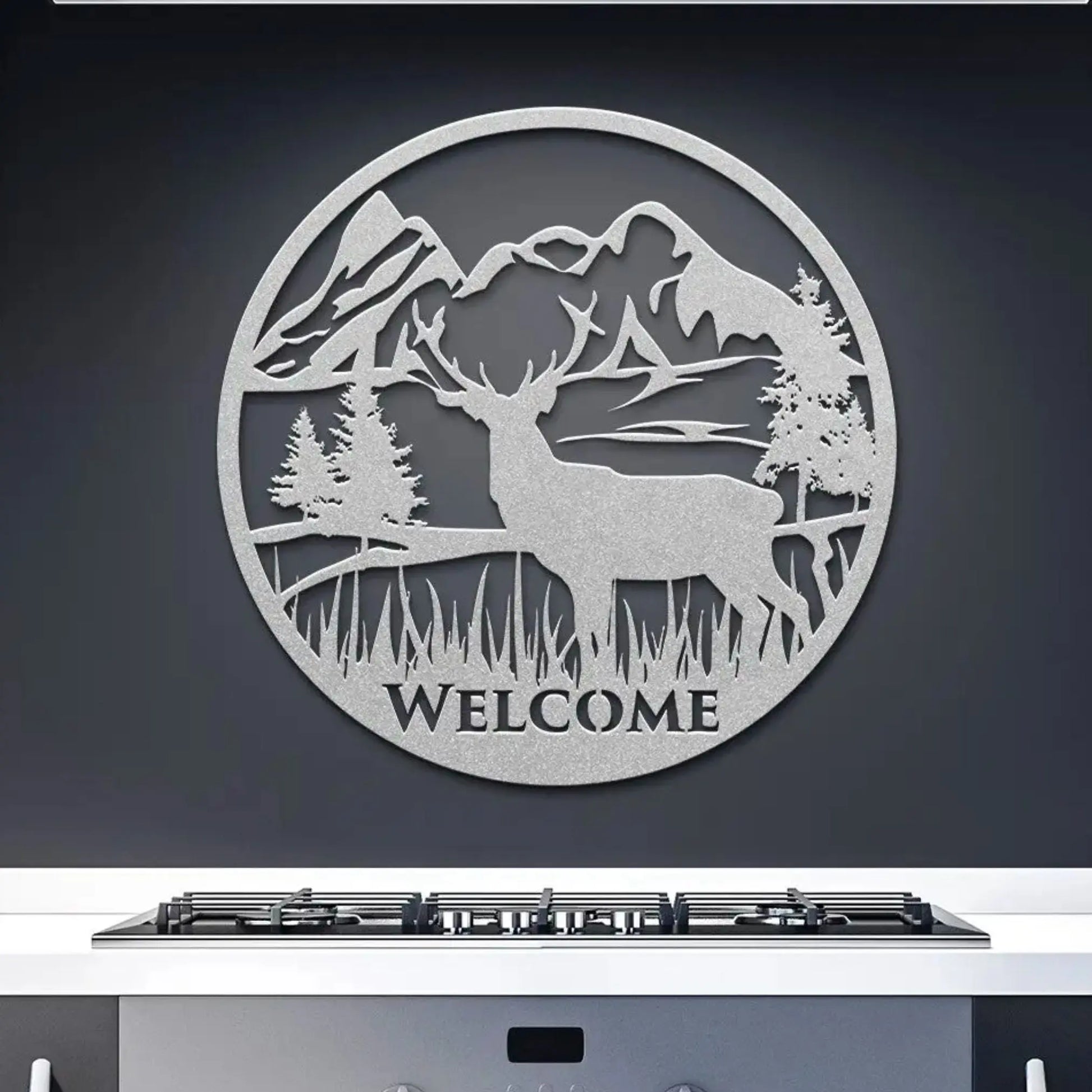 Mountain Deer Welcome Metal Sign, Custom Metal Sign teelaunch