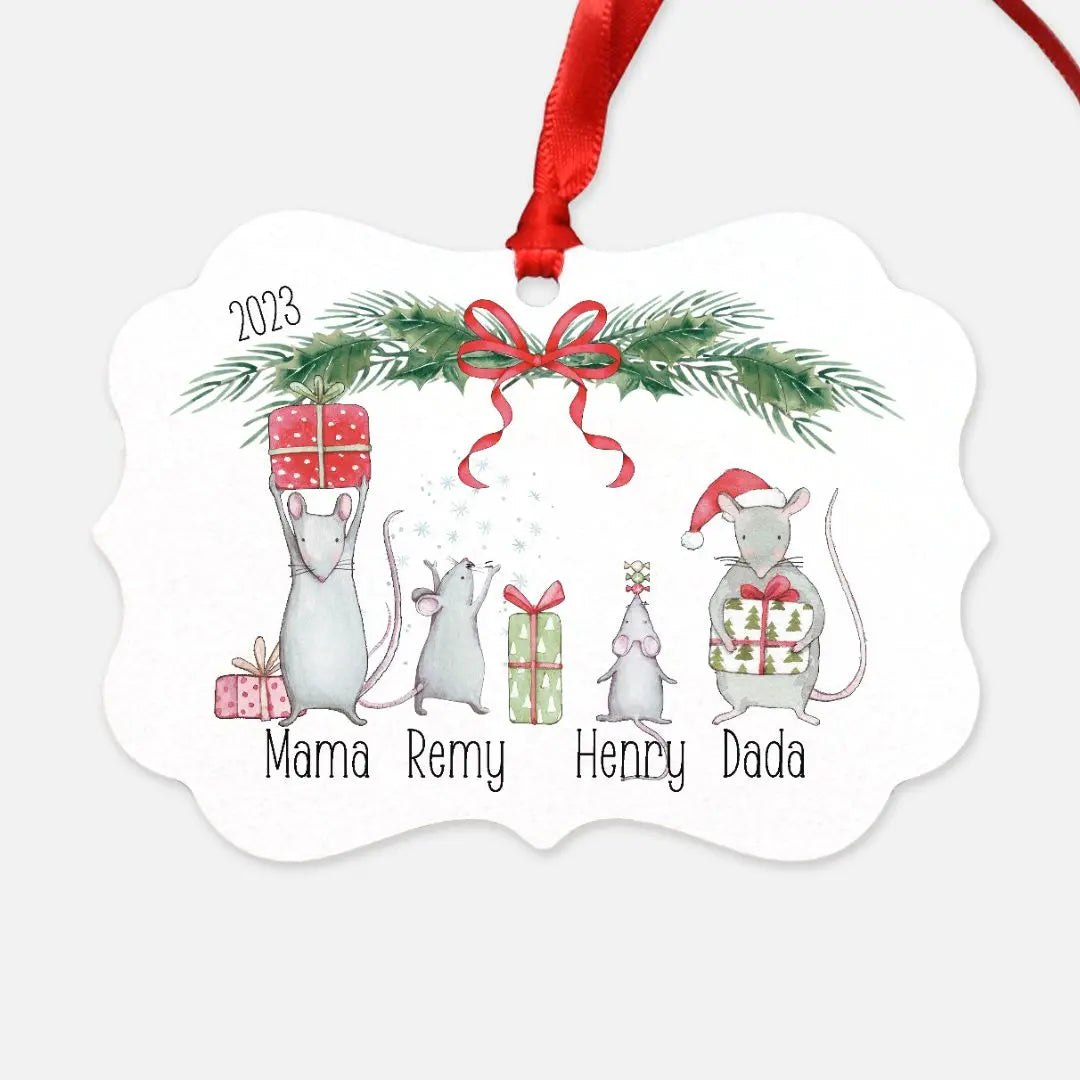 Mouse Family Ornament, Custom Family Keepsake - Choose from 9 mouse designs! Amazing Faith Designs