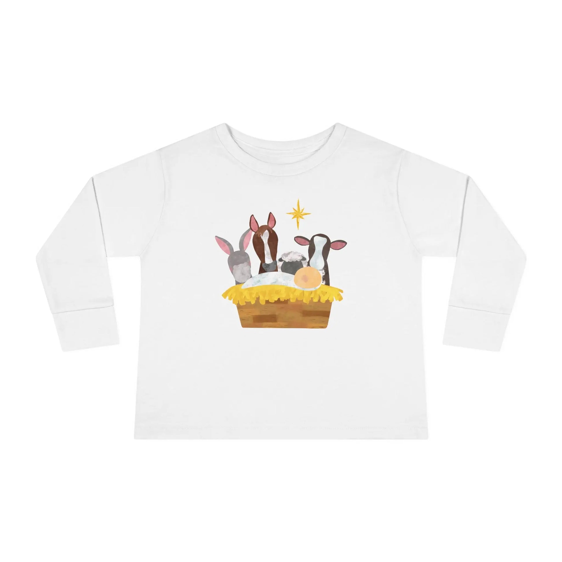 Nativity Blue Toddler Long Sleeve Tee Printify