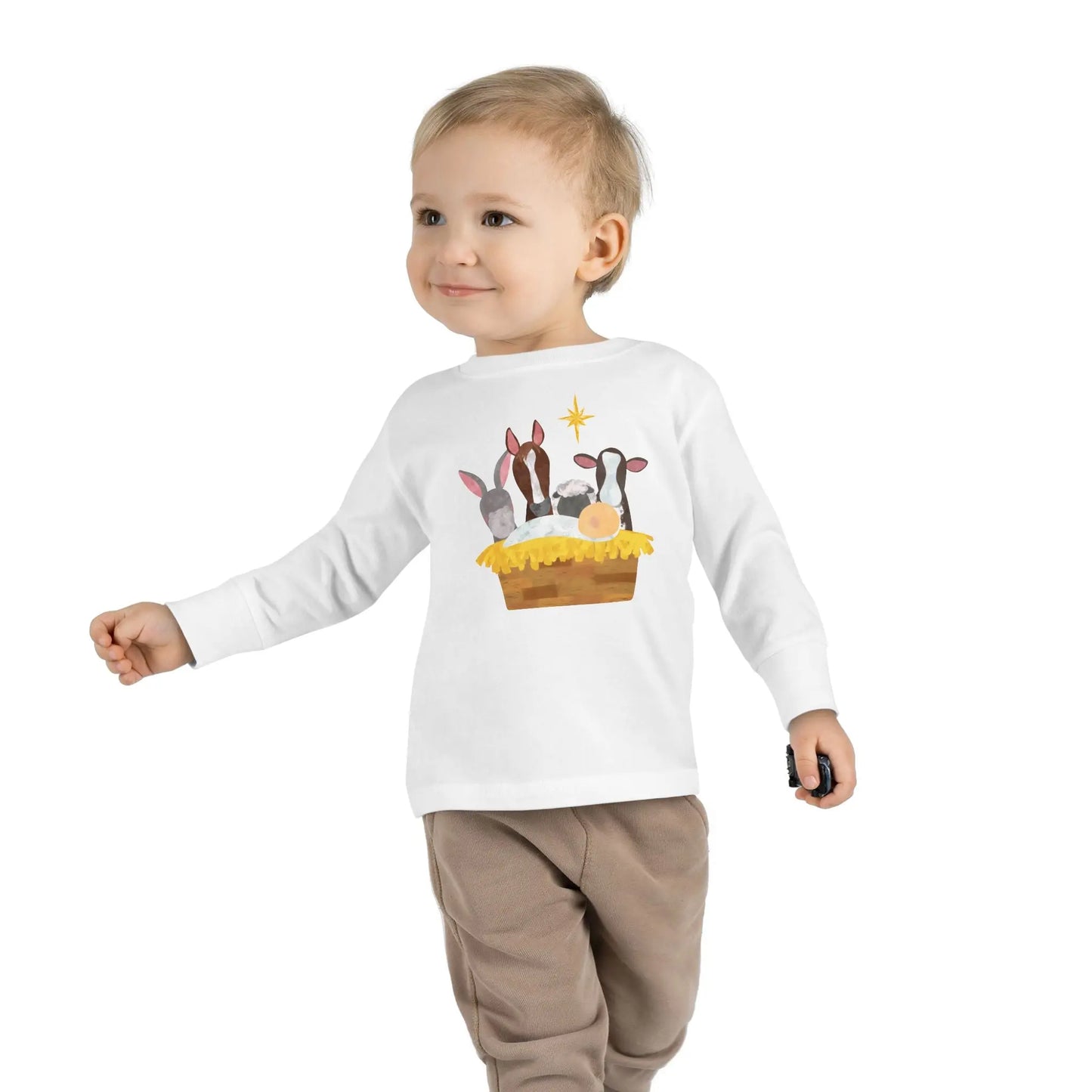 Nativity Blue Toddler Long Sleeve Tee Printify