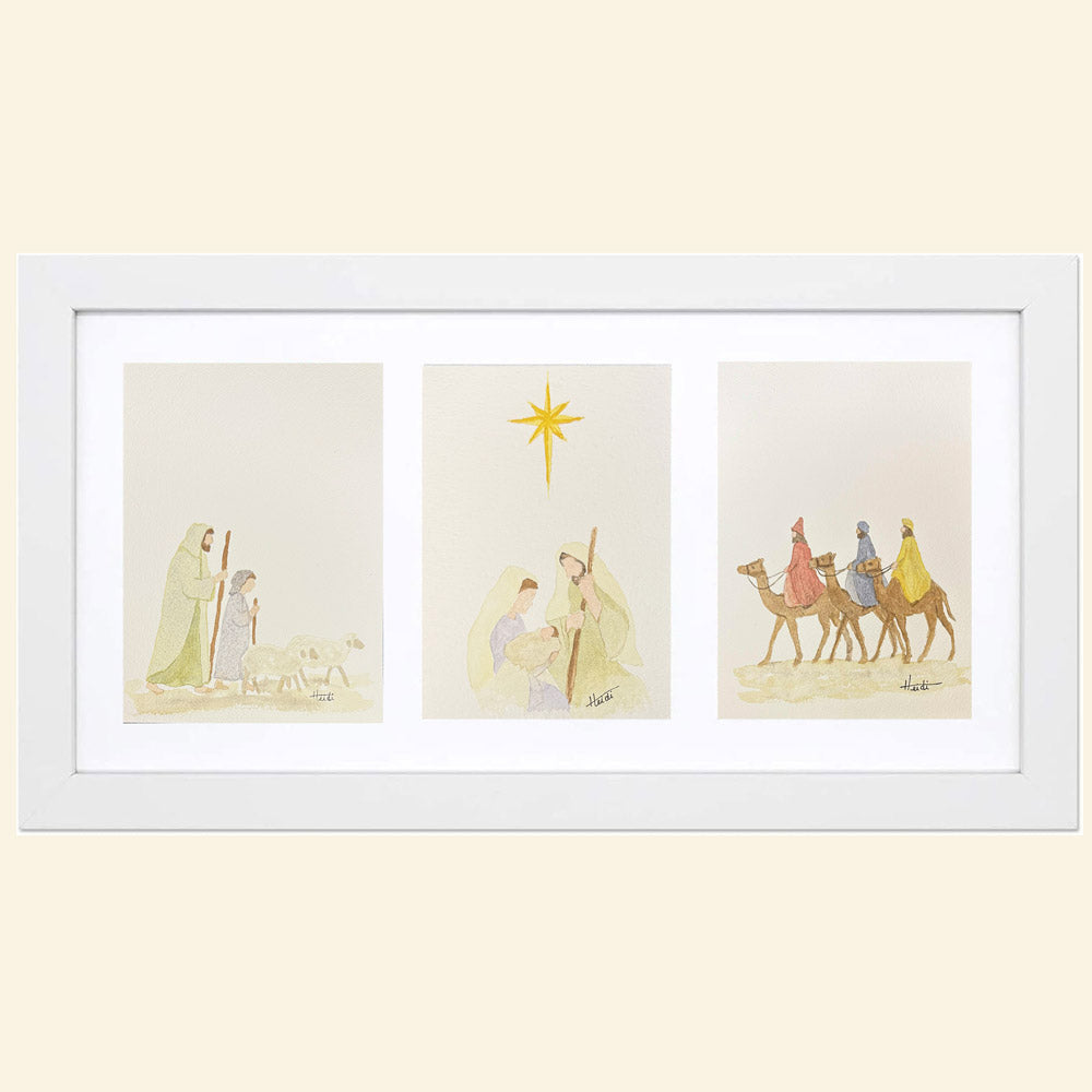 Minimalist Nativity Original Watercolor Painting - Amazing Faith Designs