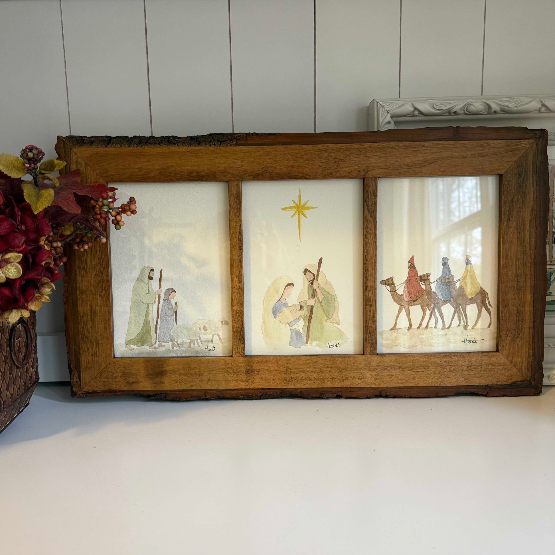 Minimalist Nativity Original Watercolor Painting - Amazing Faith Designs