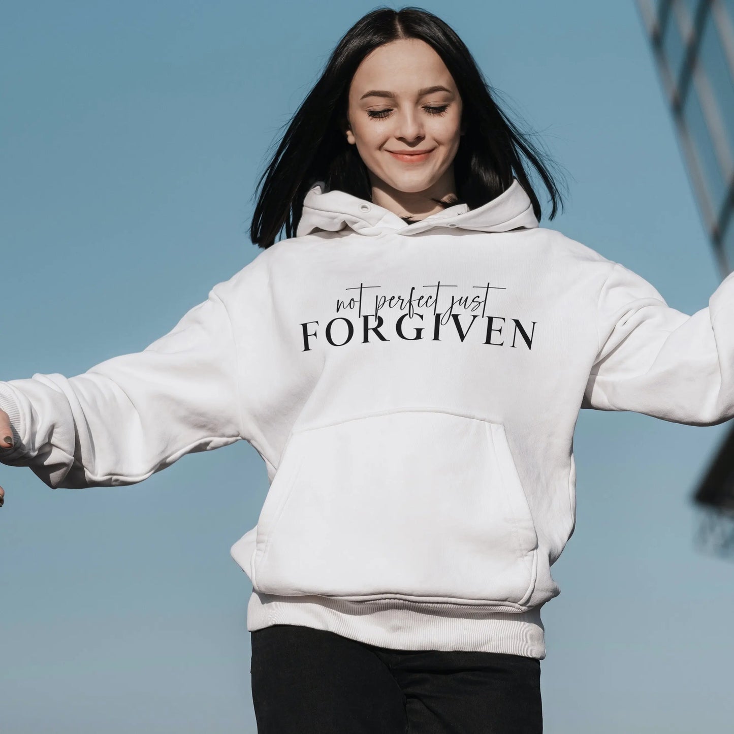 Not Perfect Just Forgiven Unisex Christian Hoodie Printify