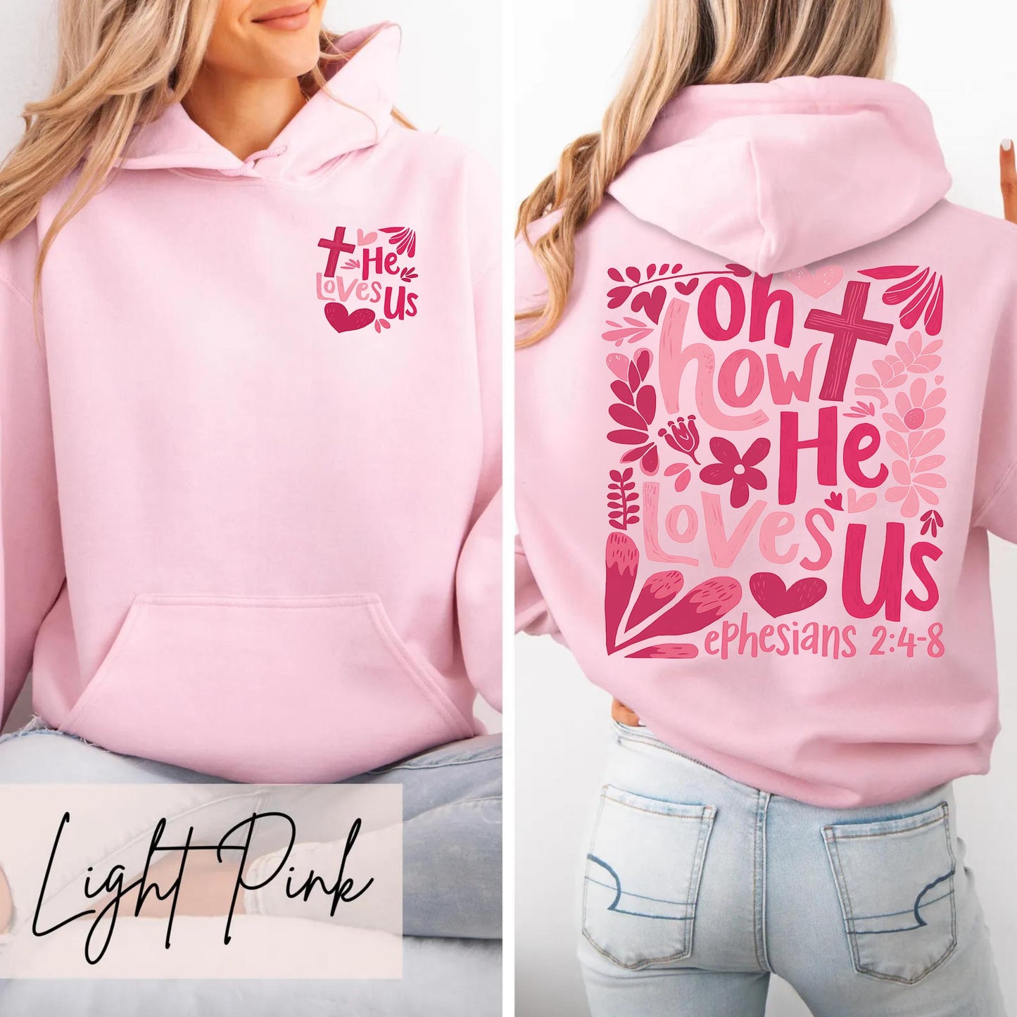 Oh How He Loves Us Christian Hoodie - Amazing Faith Designs