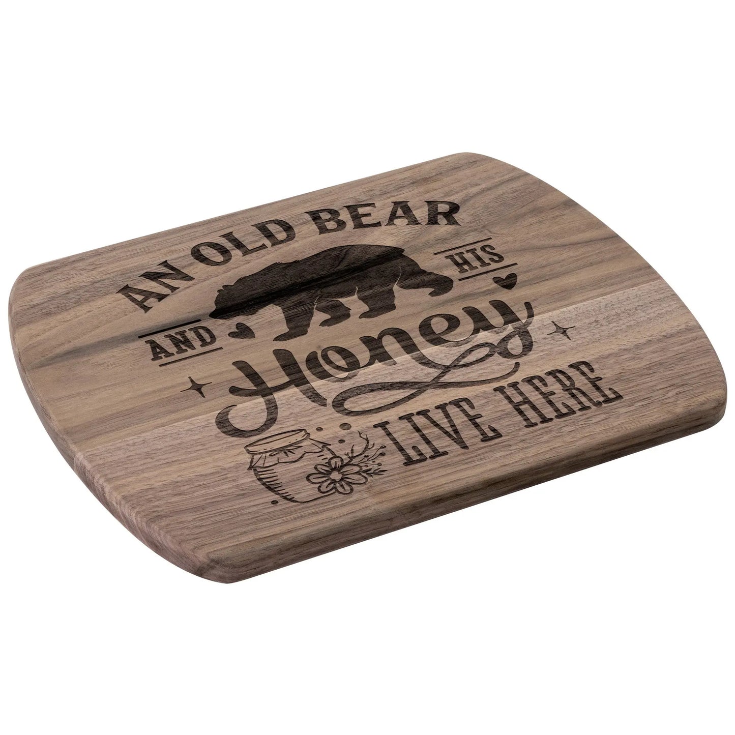 Old Bear and His Honey Wood Cutting Board, Cute Cutting Board, Grandpa Gift, Grandma Gift teelaunch
