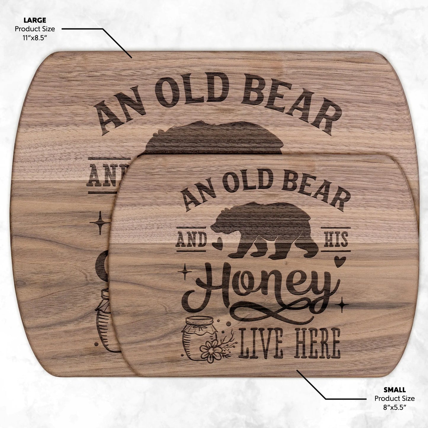 Old Bear and His Honey Wood Cutting Board, Cute Cutting Board, Grandpa Gift, Grandma Gift teelaunch