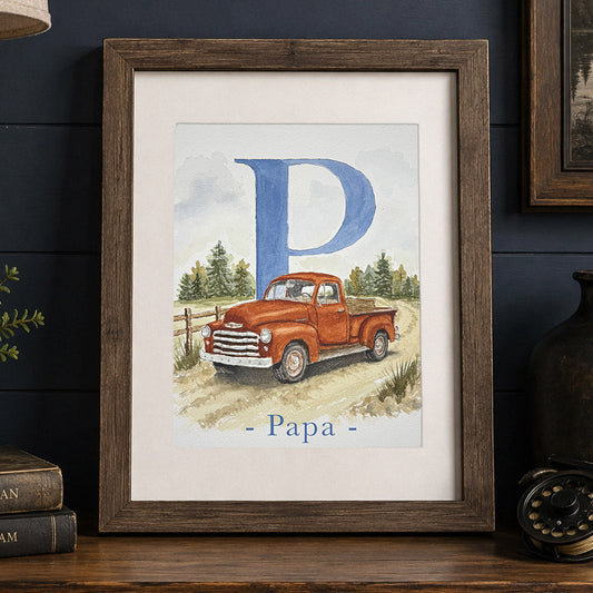 Personalized Watercolor Initial Painting for Dad or Grandpa - Amazing Faith Designs