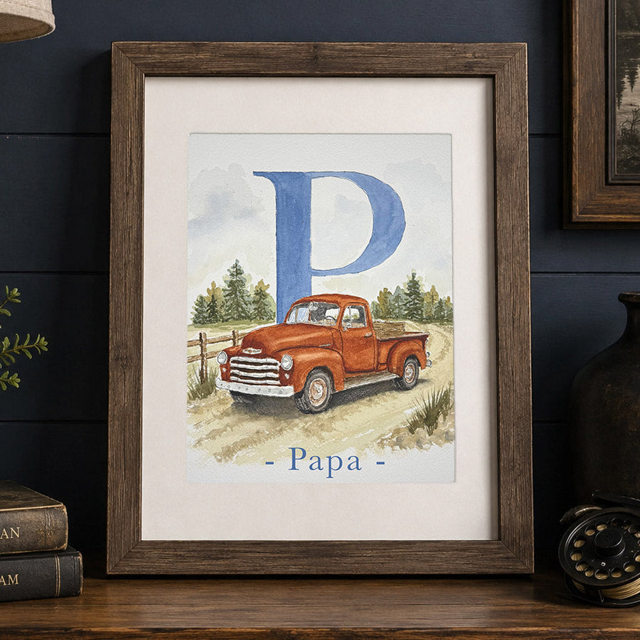 Personalized Watercolor Initial Painting for Dad or Grandpa - Amazing Faith Designs