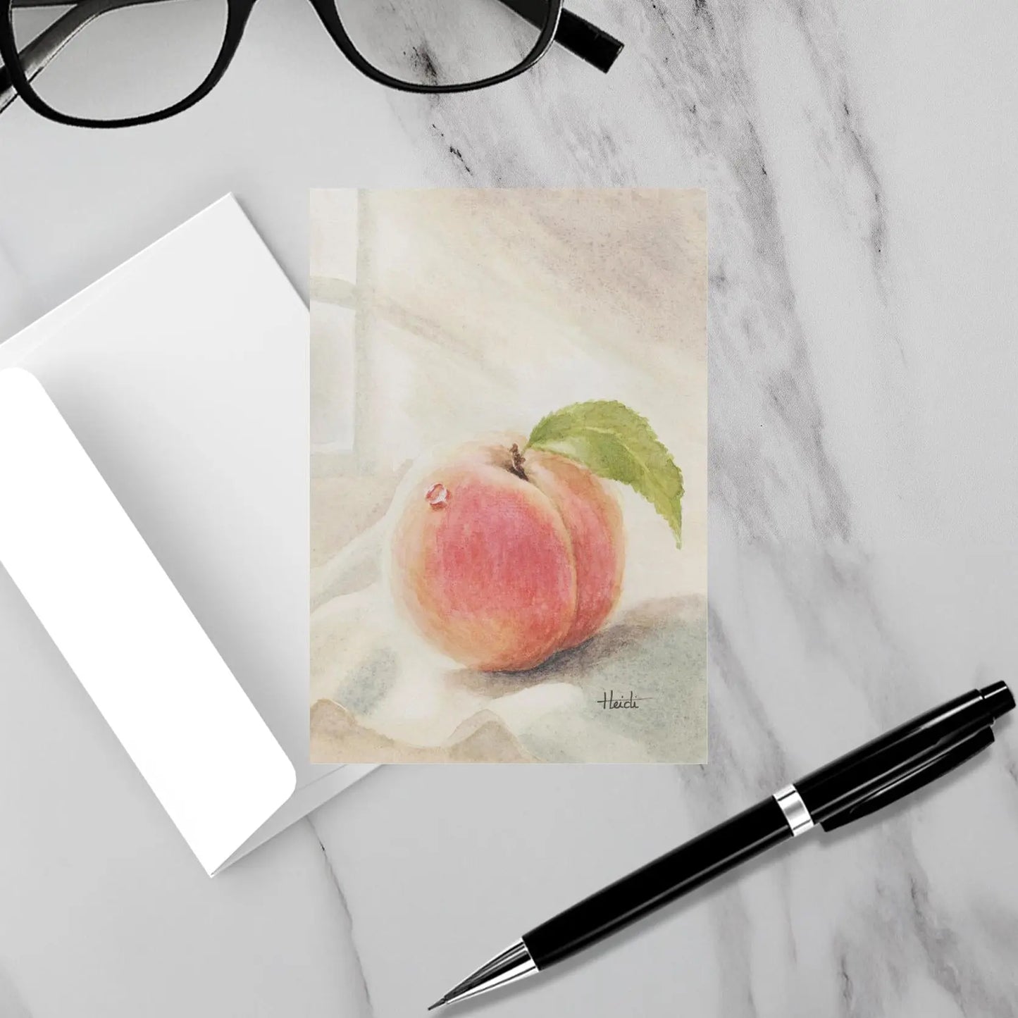 "Peach" Original Watercolor | Fruit & Light Collection | 5x7 Original, Fine Art Print & Greeting Card Amazing Faith Designs