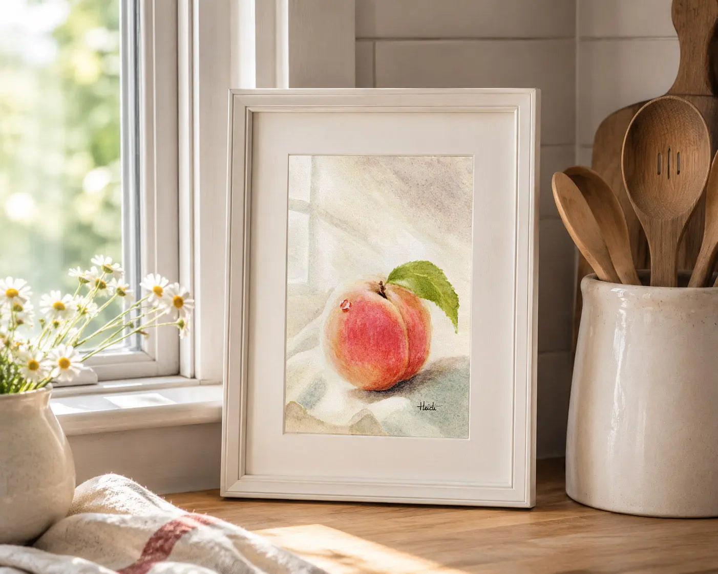 "Peach" Original Watercolor | Fruit & Light Collection | 5x7 Original, Fine Art Print & Greeting Card Amazing Faith Designs