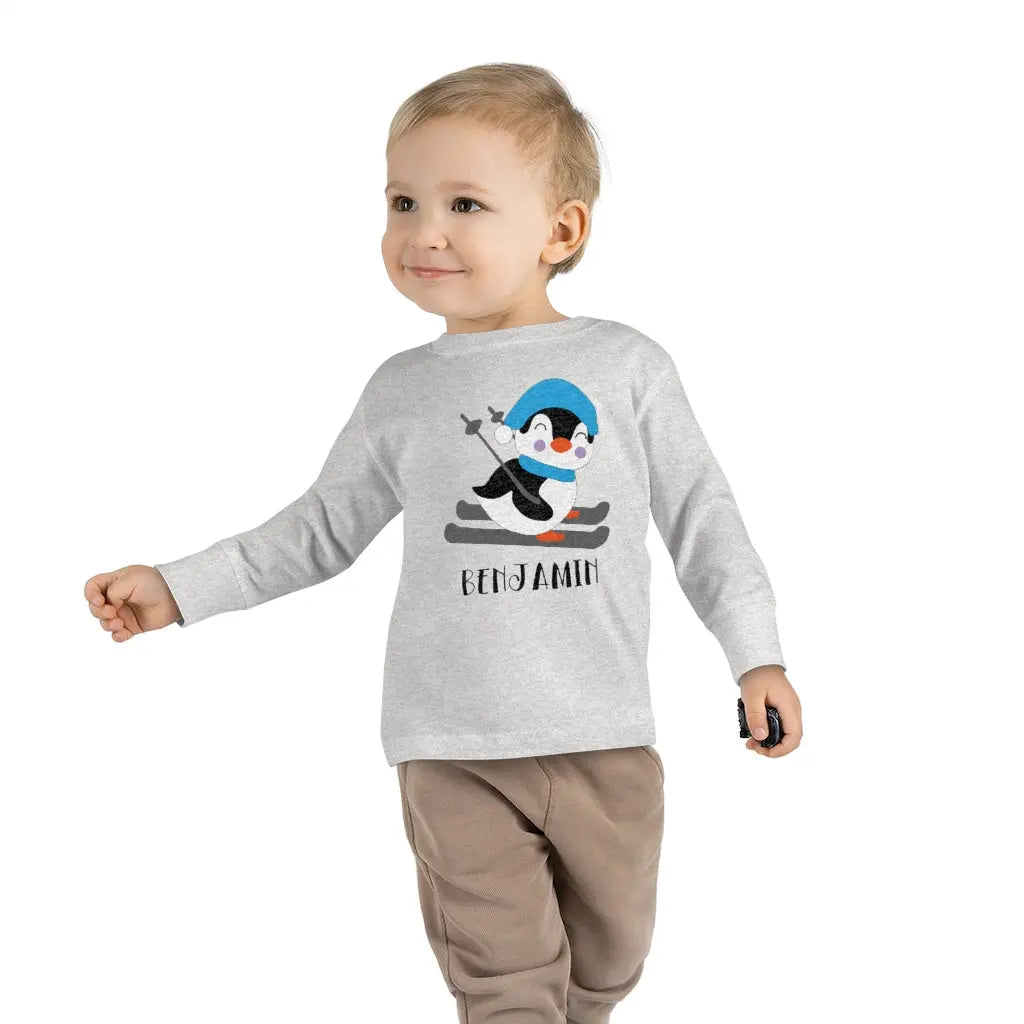 Penguin Personalized Toddler Long Sleeve Tee Printify