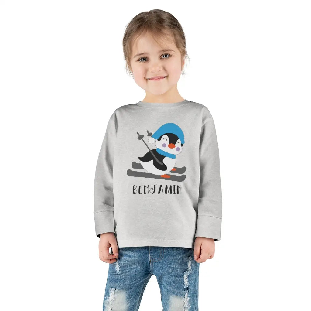 Penguin Personalized Toddler Long Sleeve Tee Printify