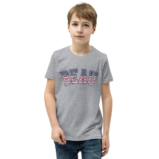 Personalized American Flag Youth Short Sleeve T-Shirt Amazing Faith Designs