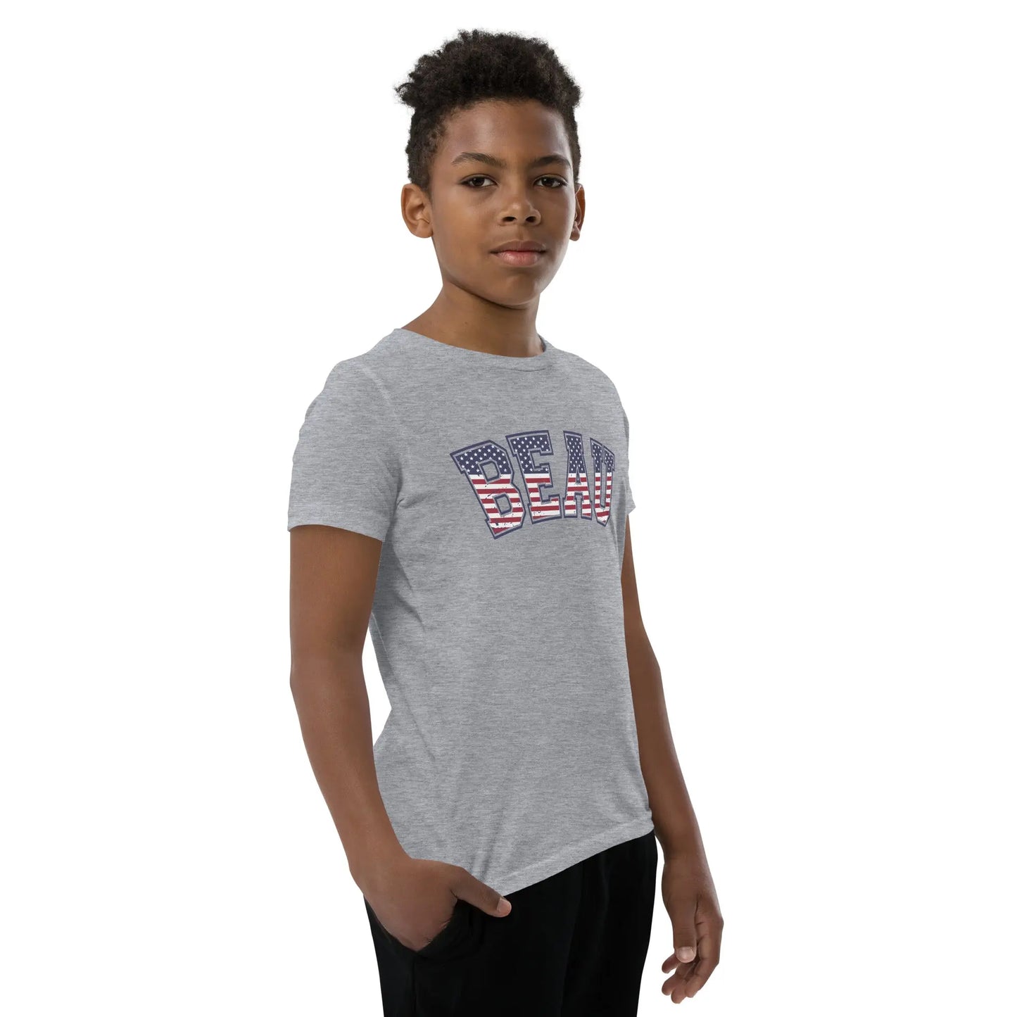 Personalized American Flag Youth Short Sleeve T-Shirt Amazing Faith Designs