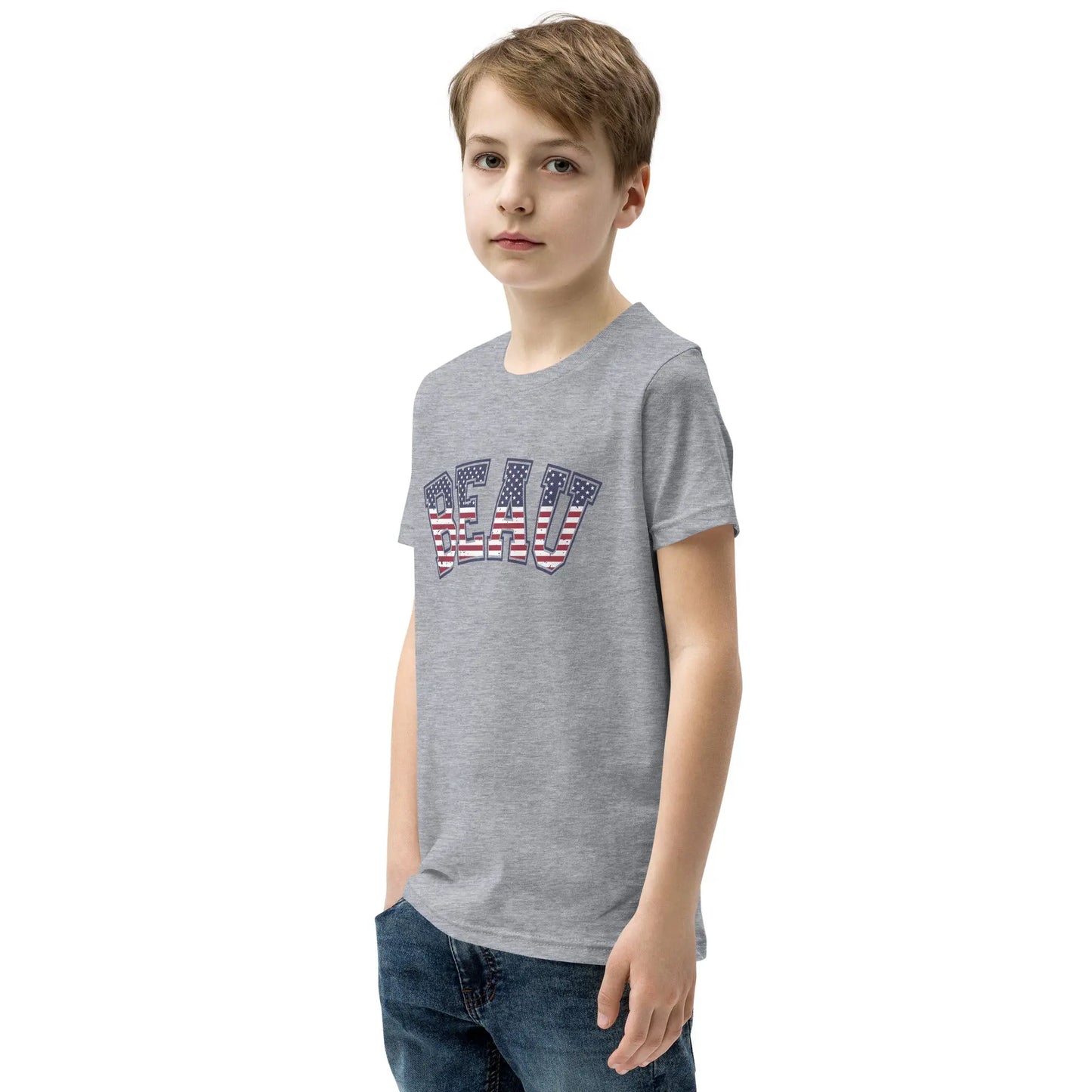 Personalized American Flag Youth Short Sleeve T-Shirt Amazing Faith Designs