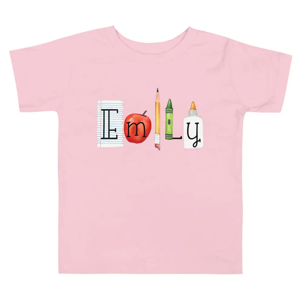 Personalized Back to School Toddler Short Sleeve Tee - Pink Amazing Faith Designs