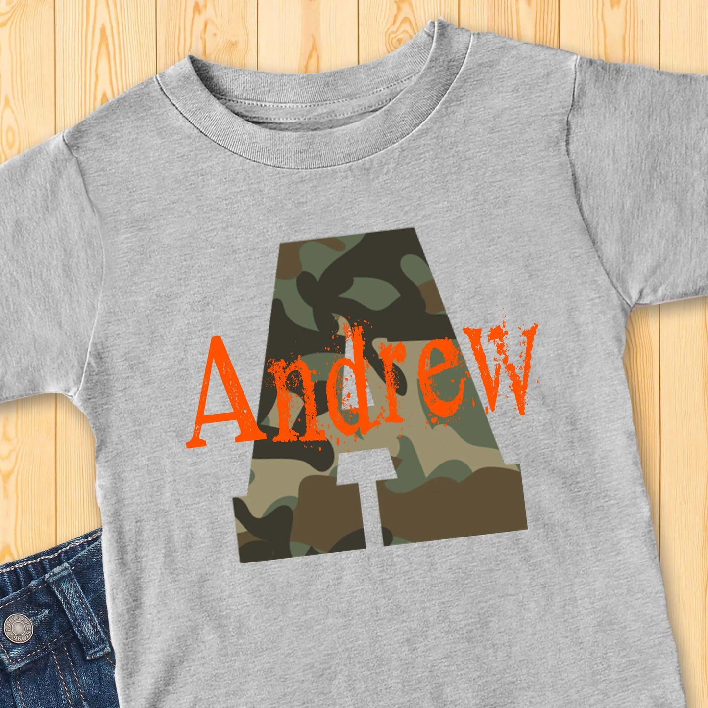 Personalized Camo Name Toddler t-shirt Amazing Faith Designs