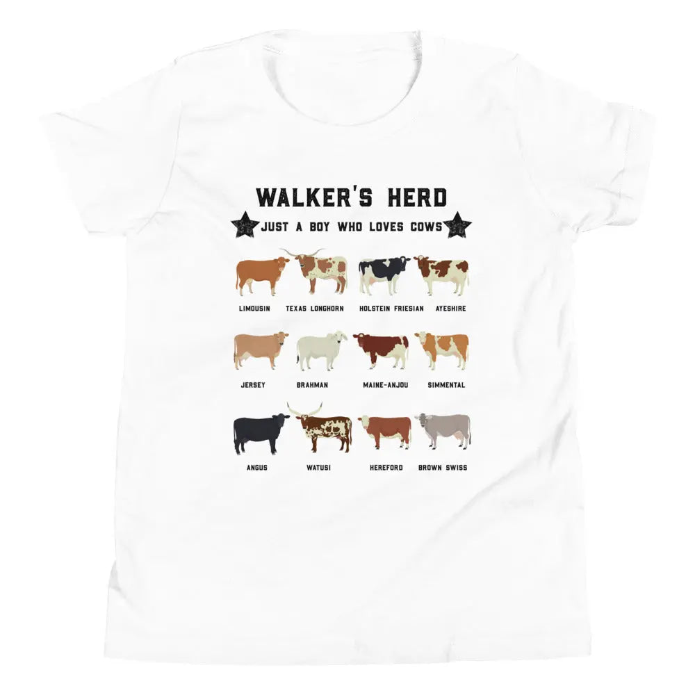 Personalized Cow Herd Youth T-Shirt Amazing Faith Designs