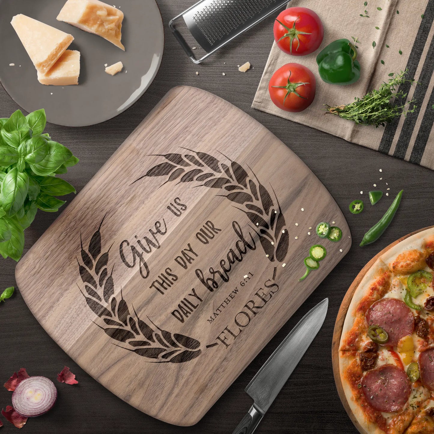 Personalized Daily Bread Scripture Cutting Board teelaunch