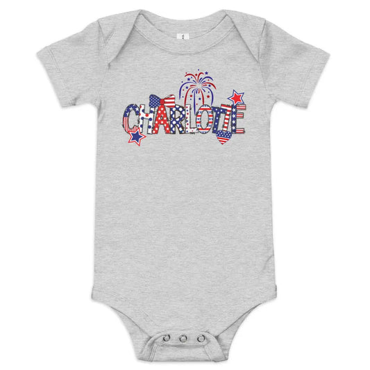 Personalized Fourth of July Baby Onesie Amazing Faith Designs