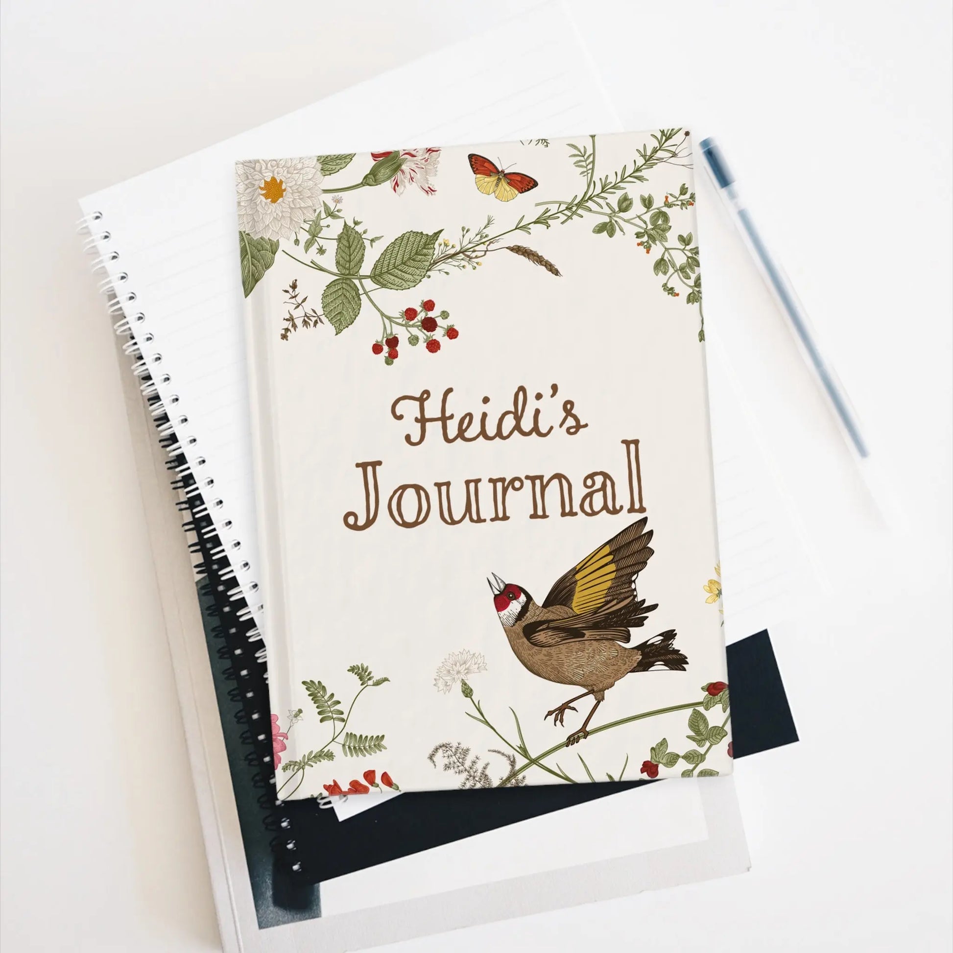 Personalized Journal - Bird Floral Printify