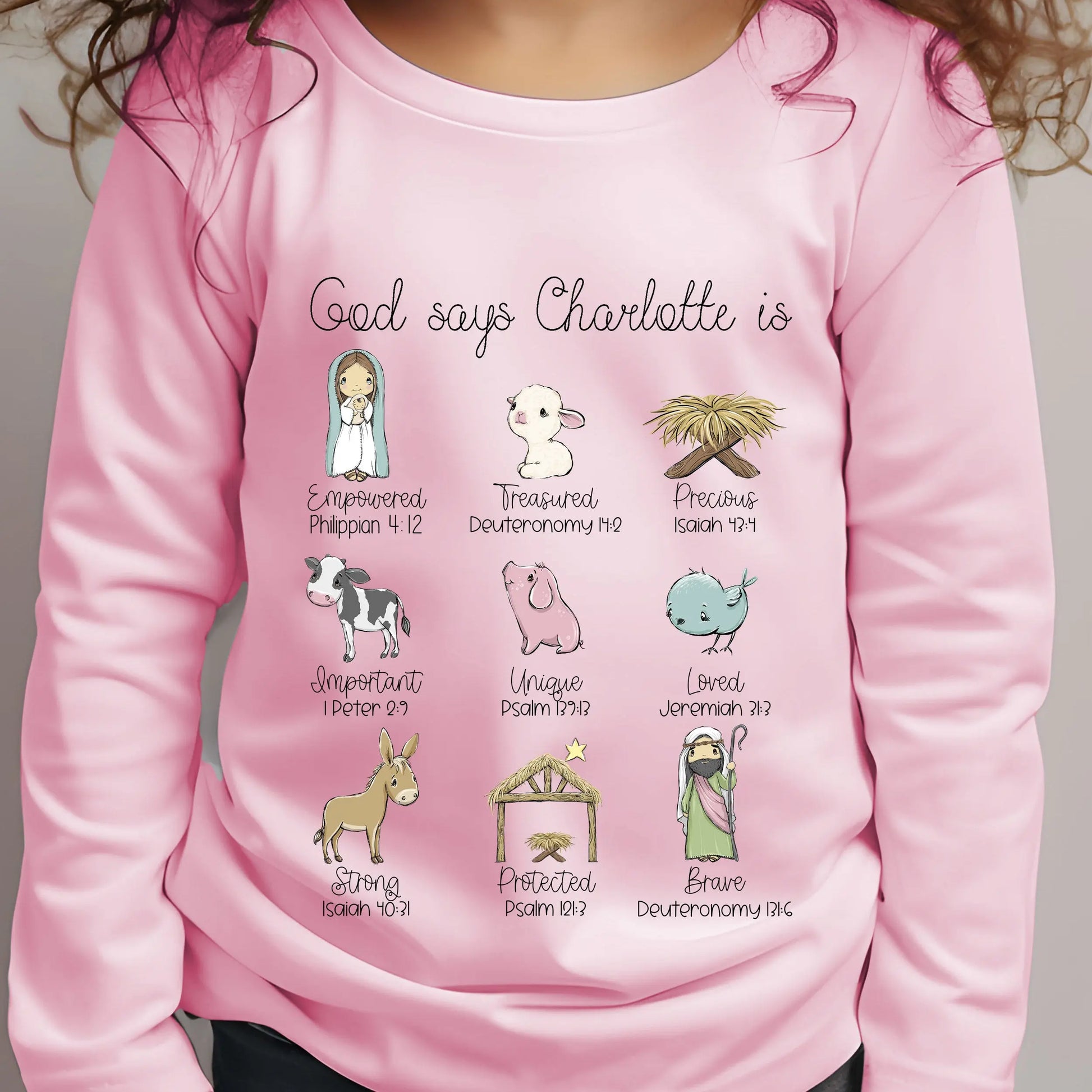 Personalized Nativity Toddler Long Sleeve Tee, God Says You Are... Printify