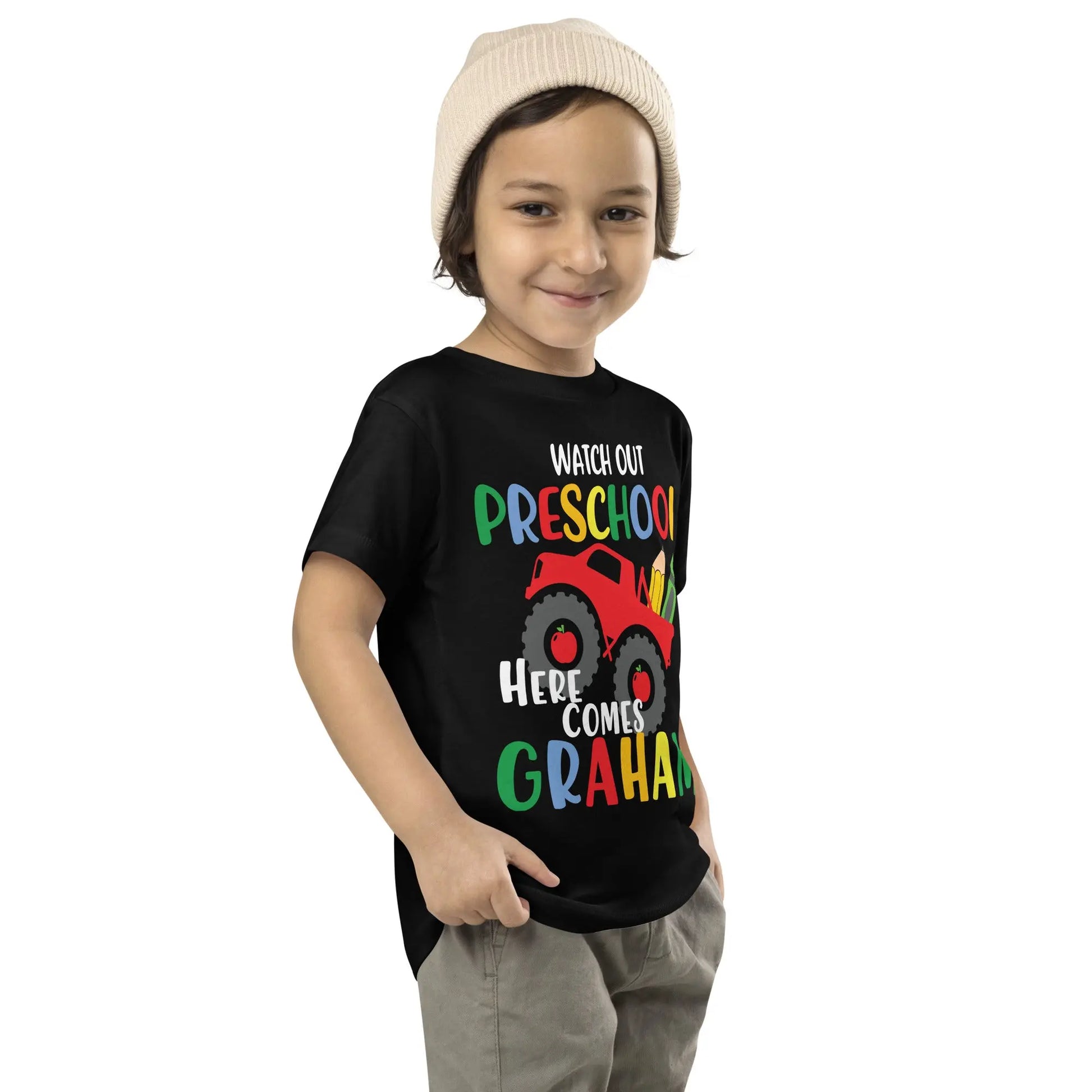 Personalized Preschool Truck Toddler Short Sleeve Tee Amazing Faith Designs