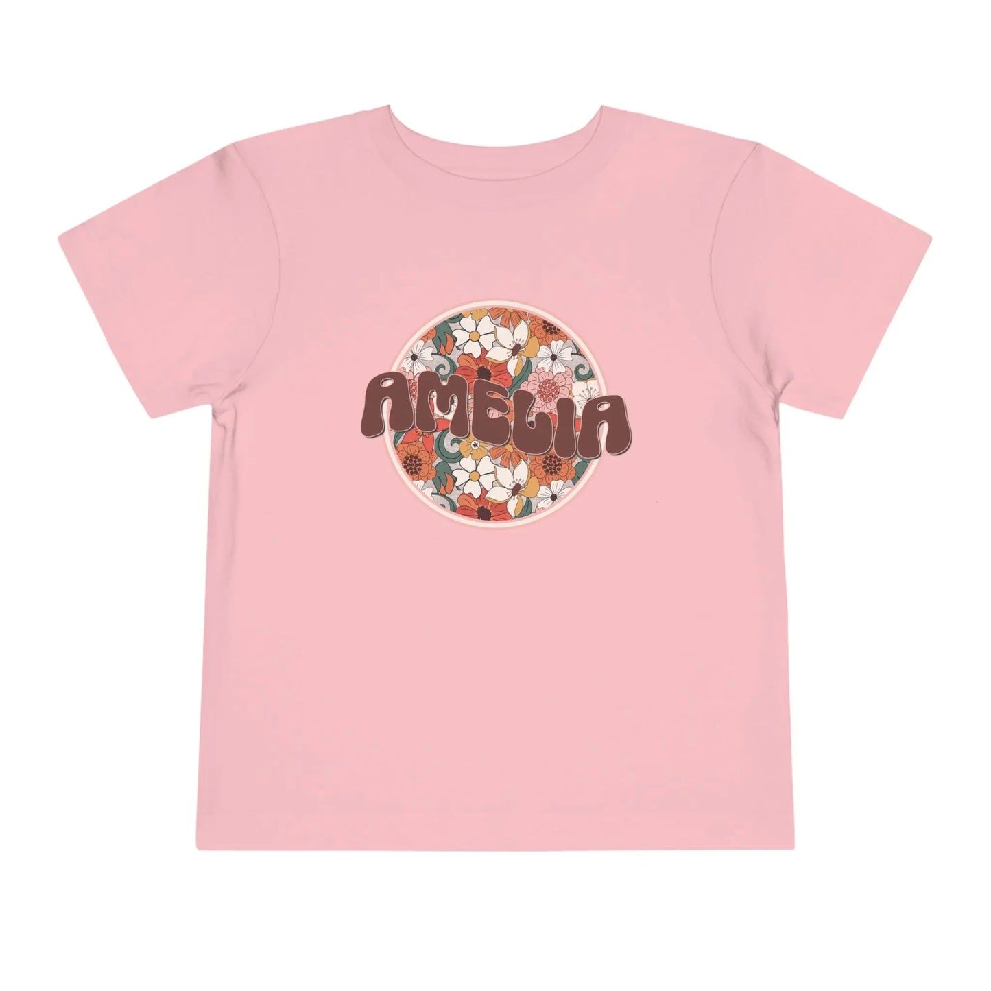 Personalized Retro Flowers Toddler Short Sleeve Tee Printify