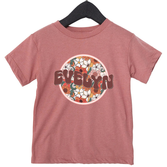 Personalized Retro Flowers Toddler Short Sleeve Tee Printify