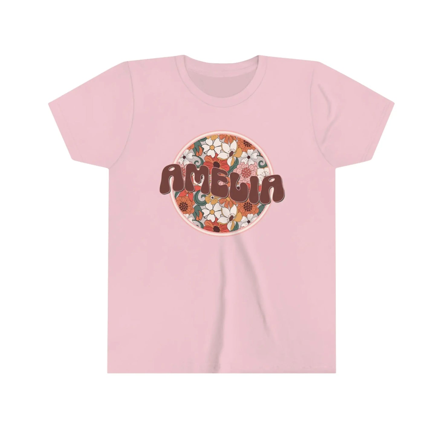 Personalized Retro Flowers Youth Short Sleeve Tee Printify