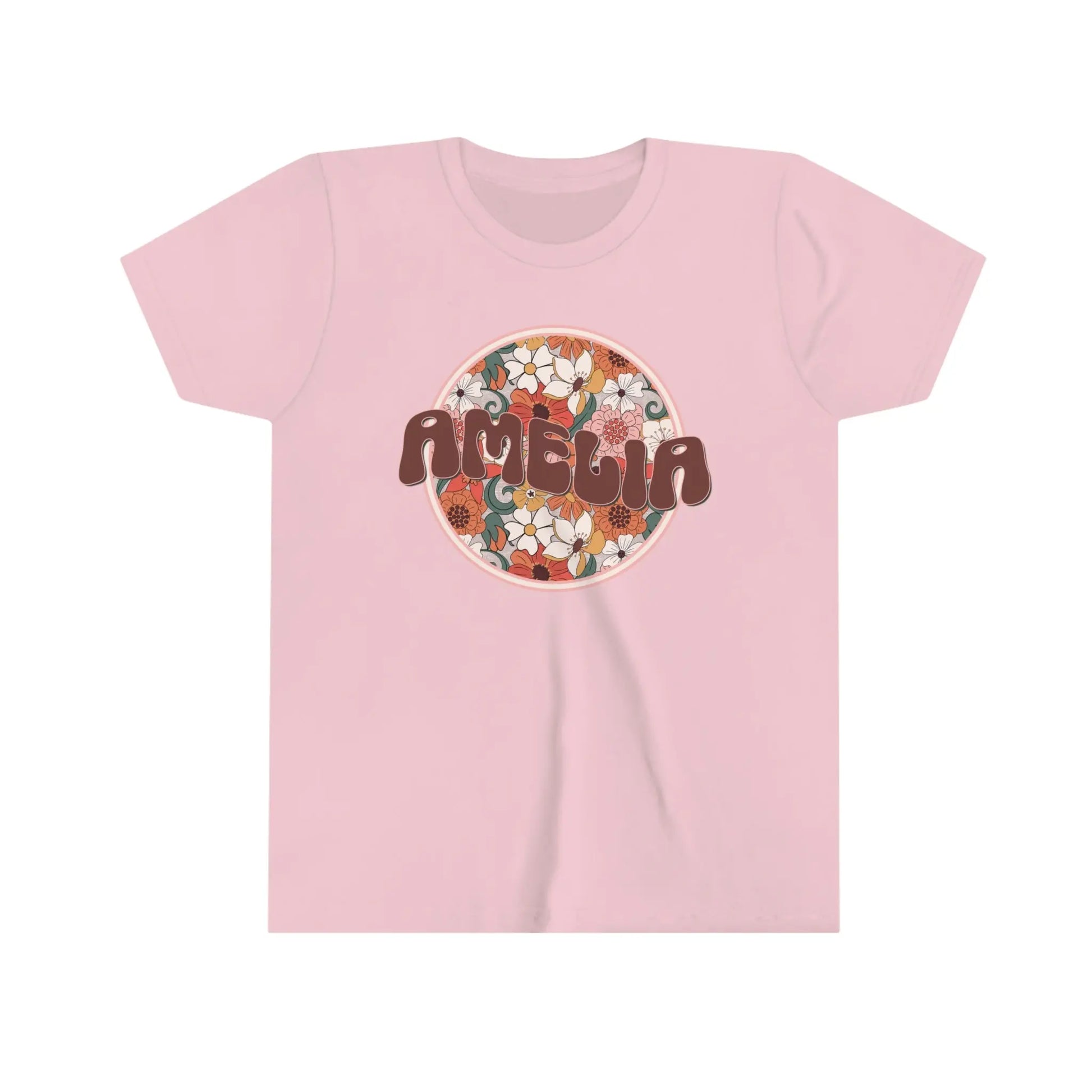 Personalized Retro Flowers Youth Short Sleeve Tee Printify