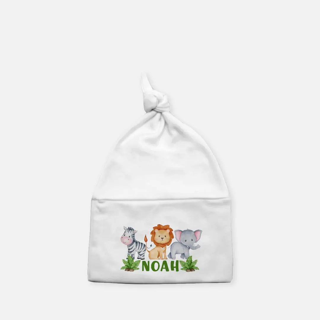Personalized Safari Baby Knotted Beanie Amazing Faith Designs