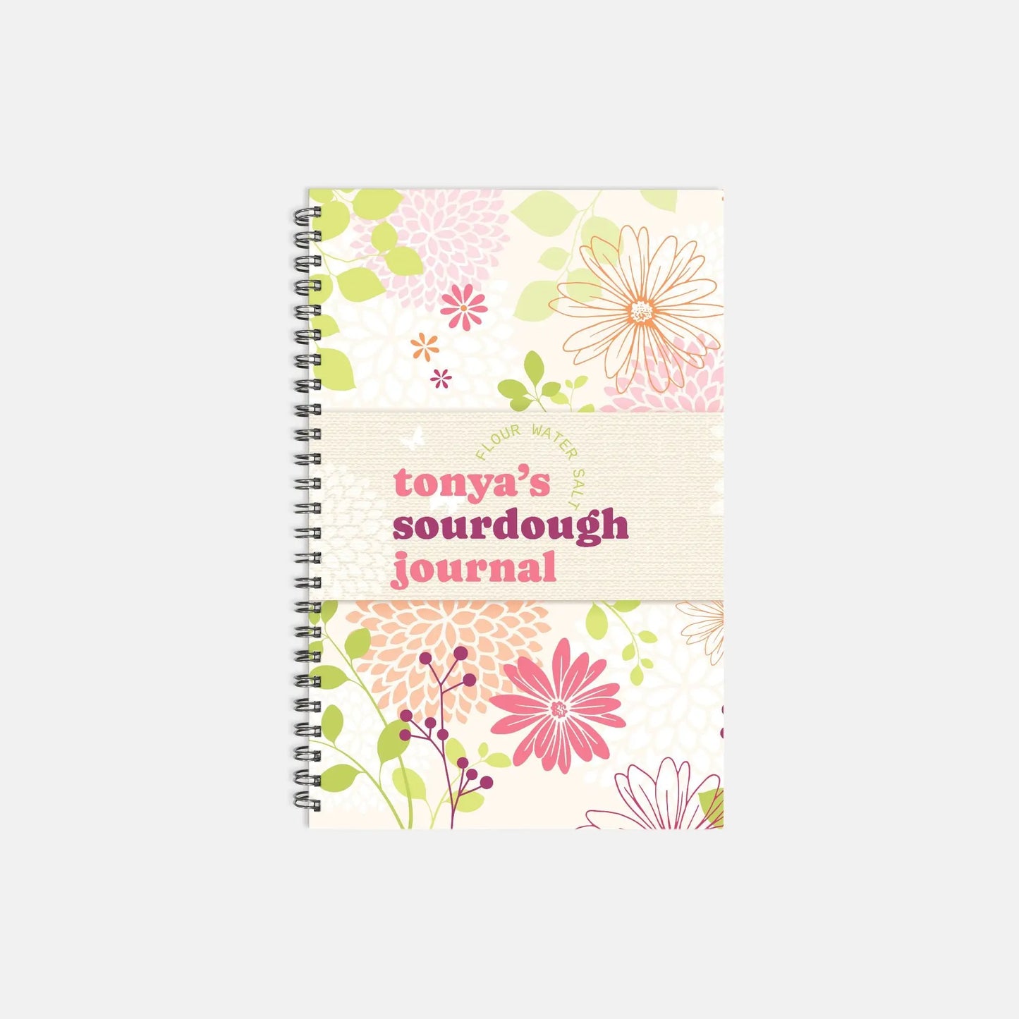 Personalized Sourdough Recipe Softcover Spiral Book 5.5 x 8.5 Amazing Faith Designs