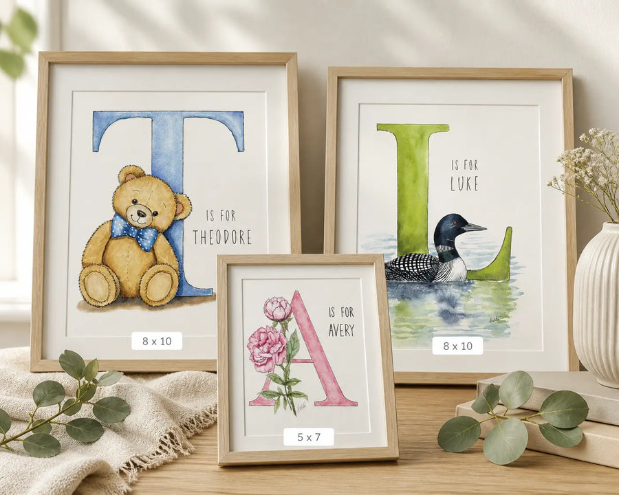 Personalized Watercolor Initial Painting for Dad or Grandpa Amazing Faith Designs
