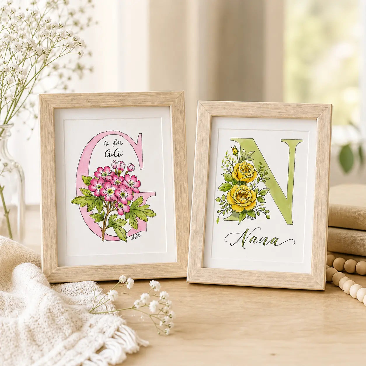Personalized Watercolor Initial Painting for Dad or Grandpa Amazing Faith Designs