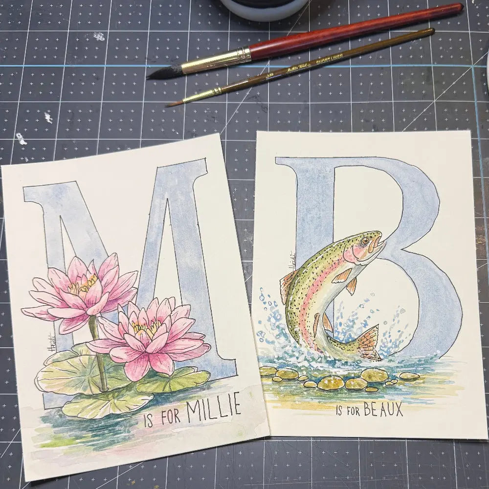 Personalized Watercolor Initial Painting for Dad or Grandpa Amazing Faith Designs