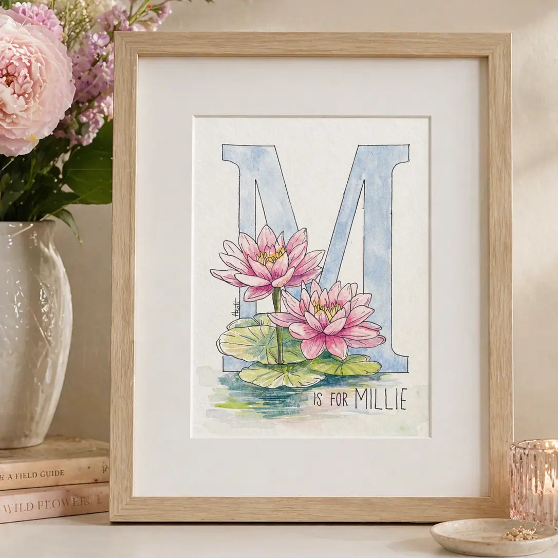 Personalized Watercolor Initial Painting for Dad or Grandpa Amazing Faith Designs