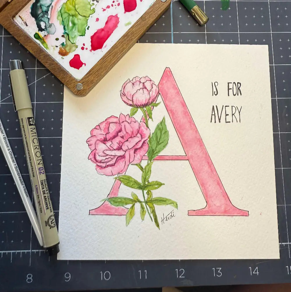 Personalized Watercolor Initial Painting for Dad or Grandpa Amazing Faith Designs