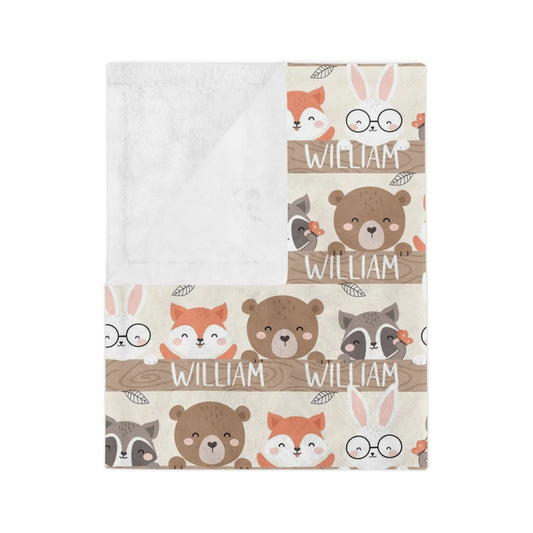 Personalized Woodland Animals Baby Blanket Amazing Faith Designs