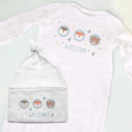 Personalized Woodland Animals Newborn Baby Gown Amazing Faith Designs