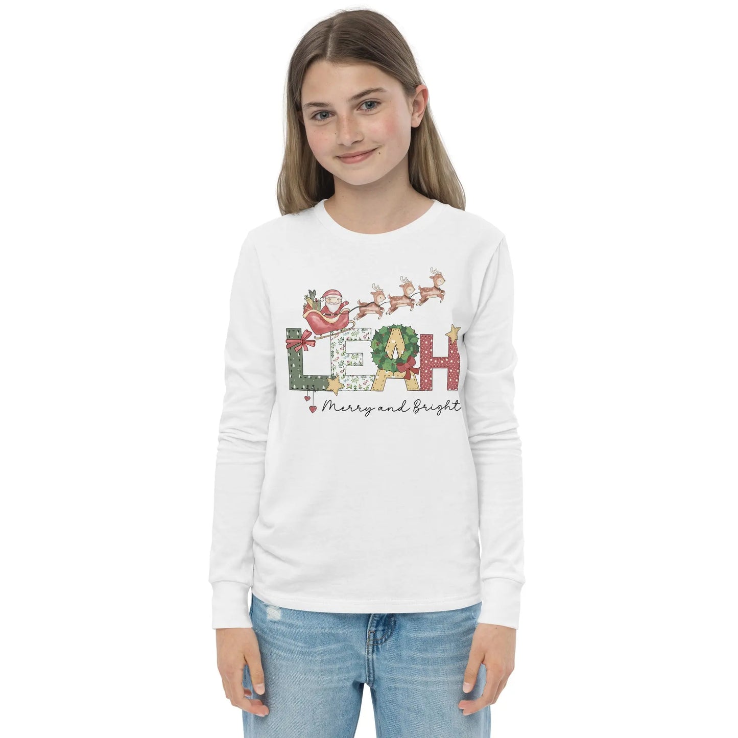 Personalized Youth Long Sleeve Christmas T-Shirt Amazing Faith Designs