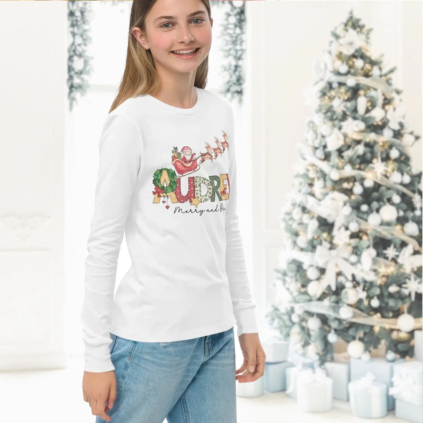 Personalized Youth Long Sleeve Christmas T-Shirt Amazing Faith Designs