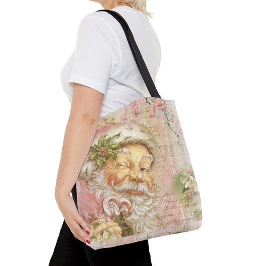 Pink Vintage Santa Claus Tote Bag Printify