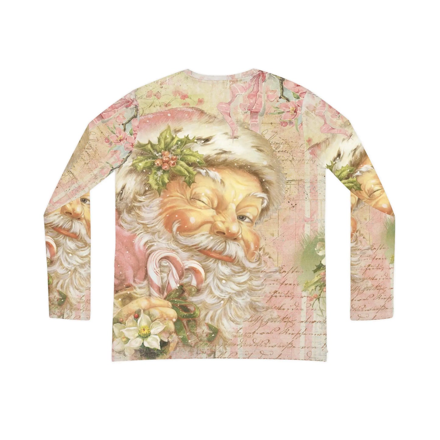 Pink Vintage Santa Claus Women's Long Sleeve V-neck Shirt Printify