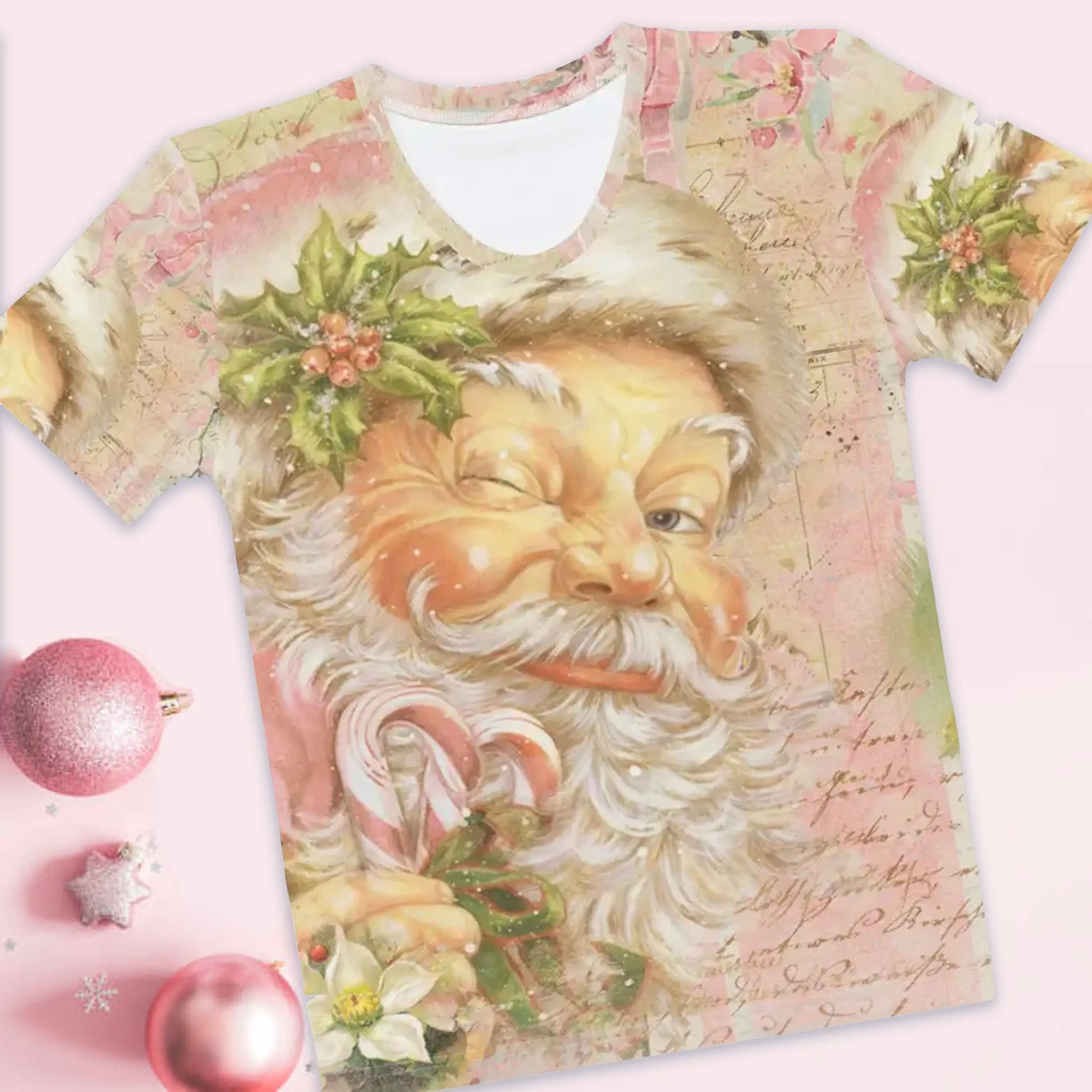Pink Vintage Santa Claus Women's T-shirt - Amazing Faith Designs