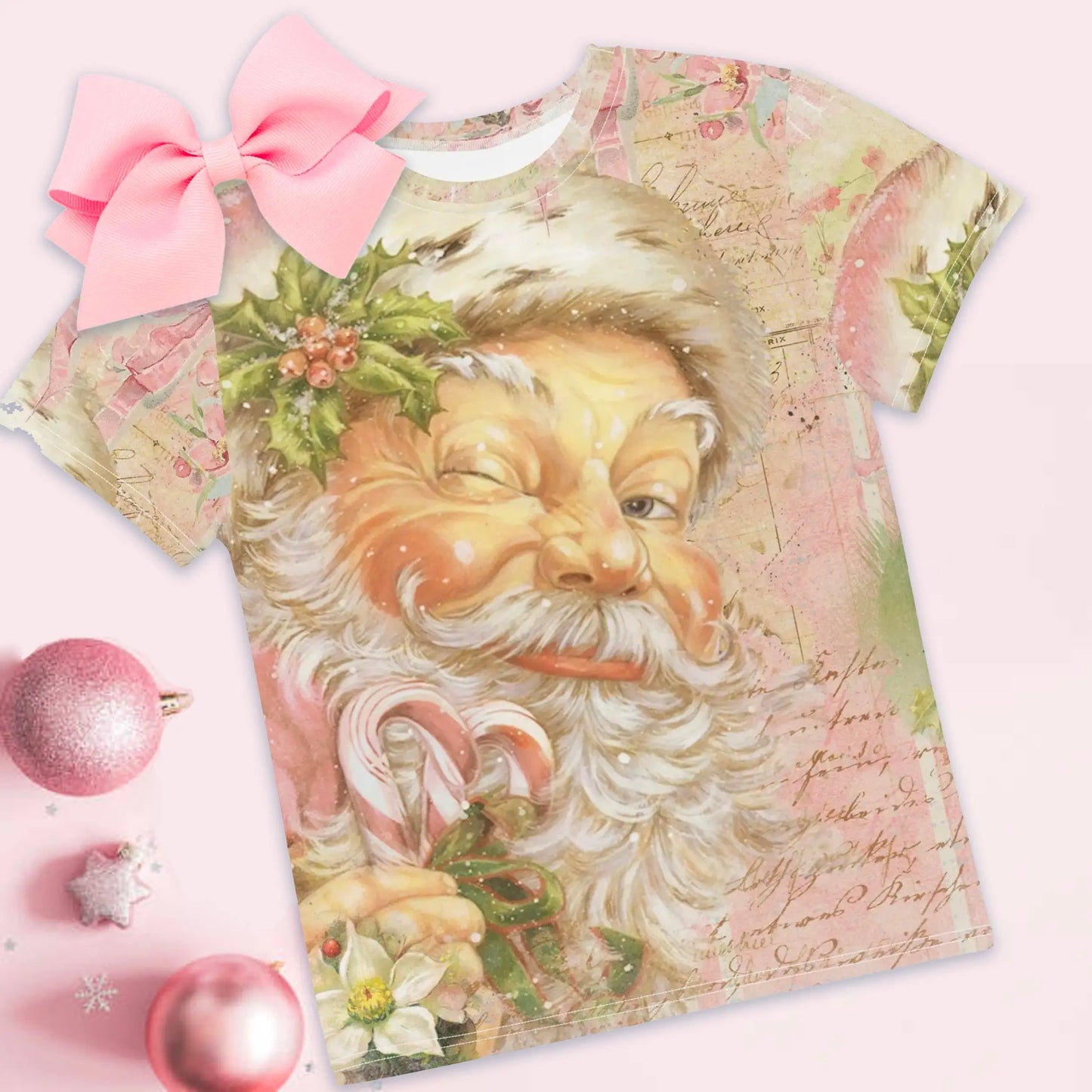 Pink Vintage Santa Claus Youth t-shirt - Amazing Faith Designs