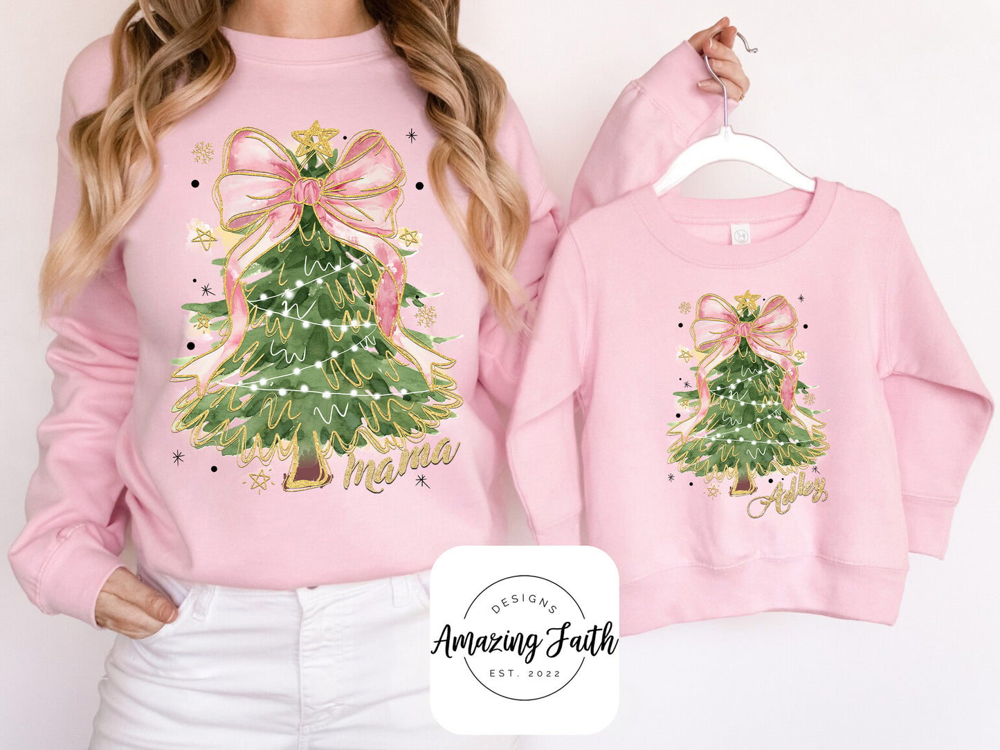 Glitter Christmas Tree Mama Sweatshirt - Amazing Faith Designs