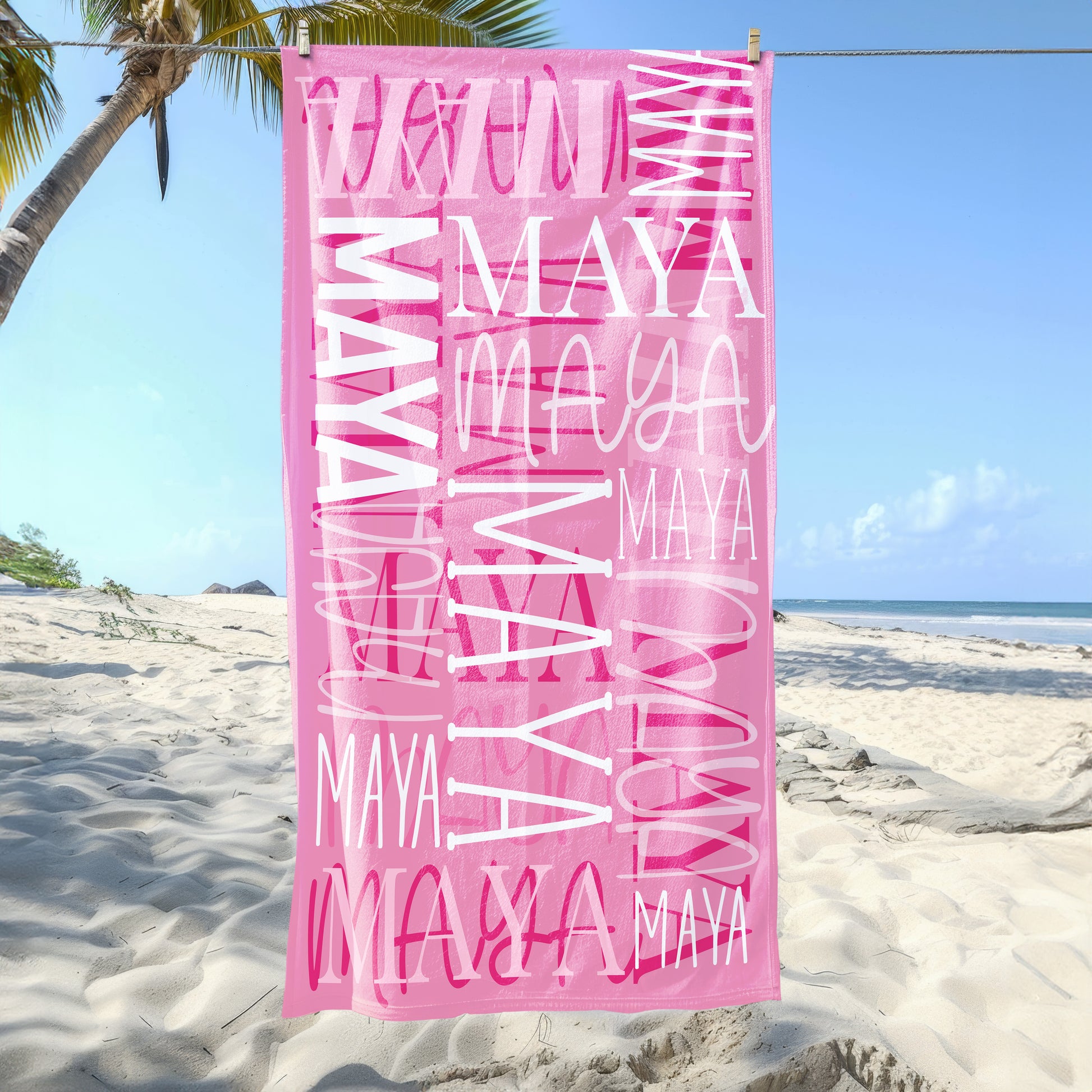 Personalized Beach Towel - 4 colors available - Amazing Faith Designs